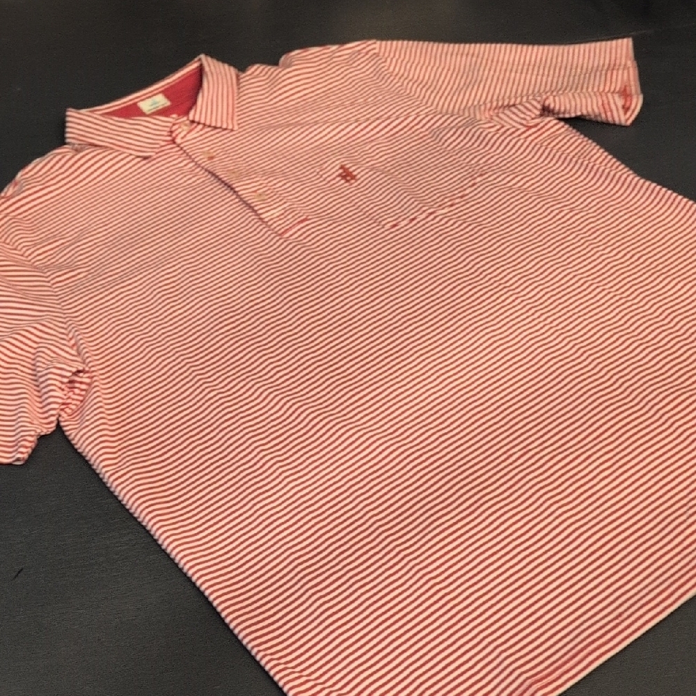 johnnie-O Crimson and White Striped Polo - Picture 4 of 5
